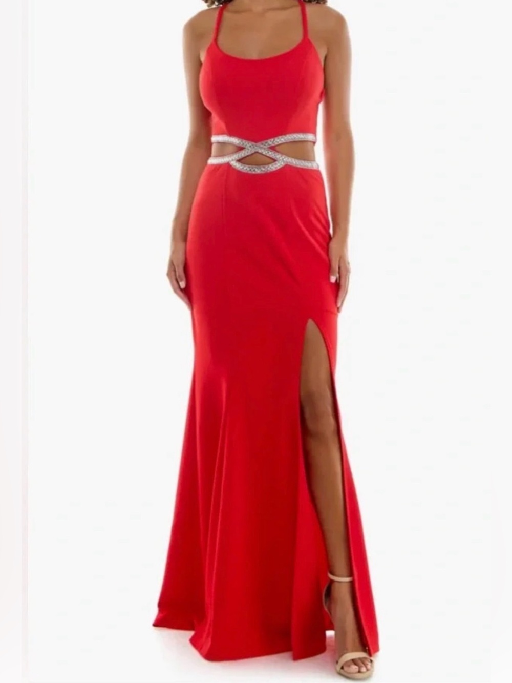Nordstrom Speechless Formal Evening Dress Size 0 Color Red Sexy Jewel Stretch